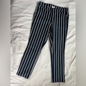 H&M Dark Blue and White Striped Trousers